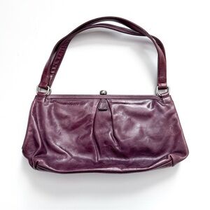 Hobo International Purple Leather Silver Tone Clasp Shoulder Bag